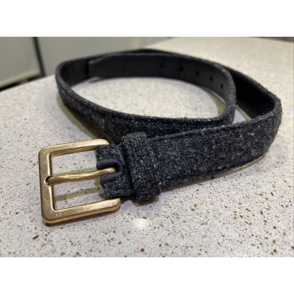 YVES SAINT LAURENT Wool Tweed Leather Lined Unisex Belt 34/85 Made In Italy - Picture 1 of 9